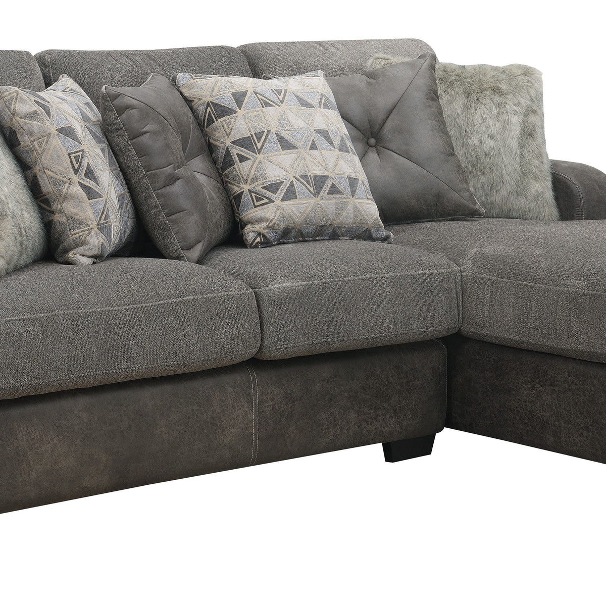 Berlin - 2 Piece RSF Chaise Sectional With Cozy Fabrics And Deep Seating - Gray Herringbone & Sanded Microfiber