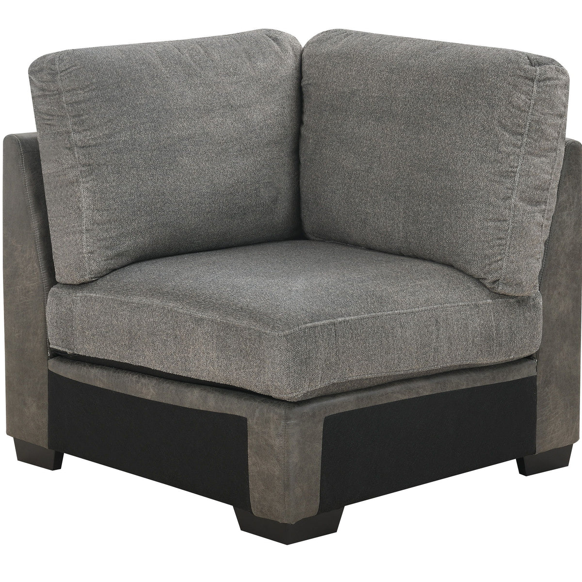 Berlin - Modular 3 Piece Sectional With Cozy Fabrics And Deep Seating - Gray Herringbone & Sanded Microfiber