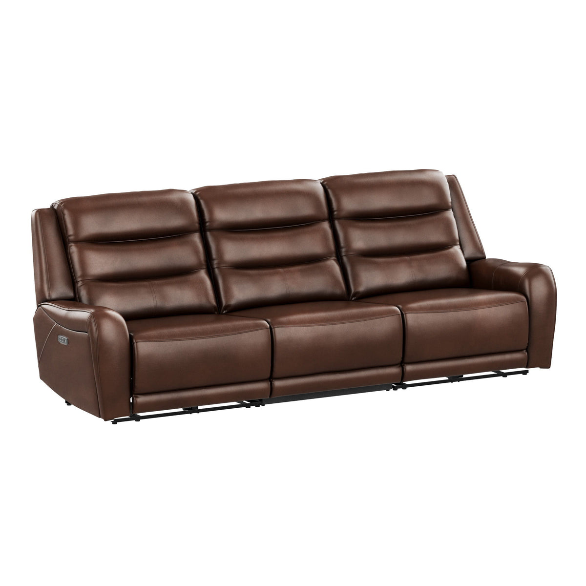 Duluth - Leather 3 Piece Dual Power Sectional - Porter Brown