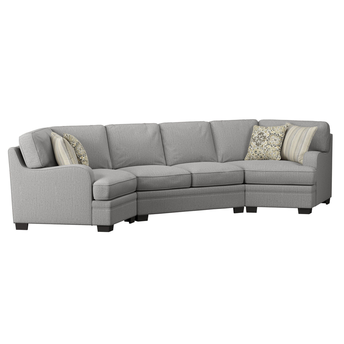 Analiese - Cuddler Sectional, With Pillows, Track Arms, Welt Seaming, And Block Feet - Dove Gray