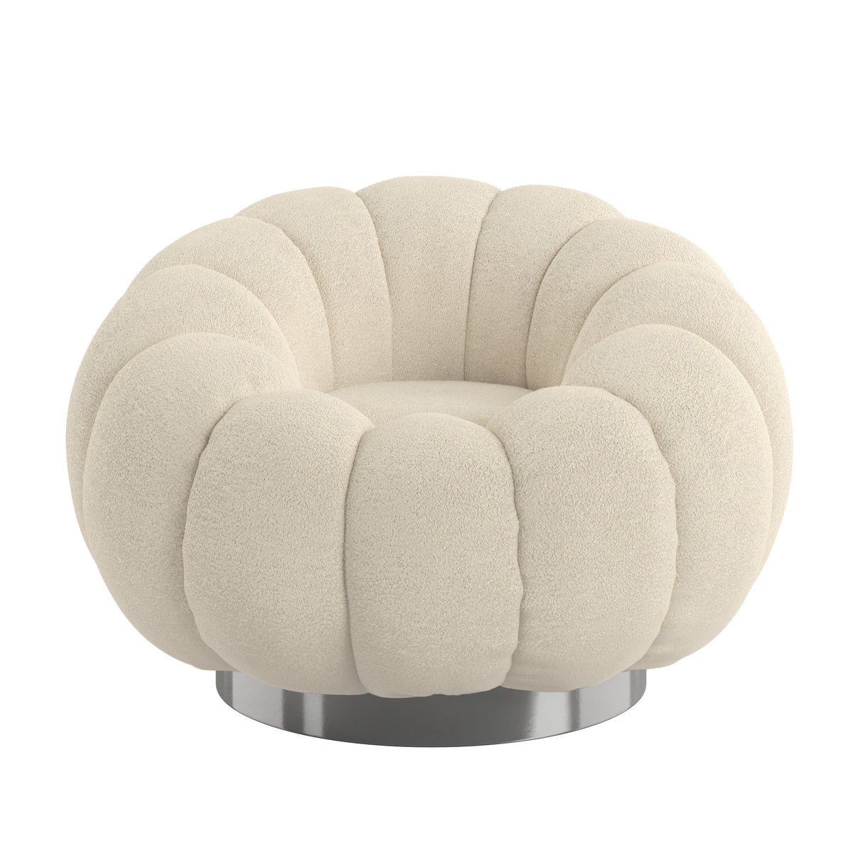 Lily - Pumpkin Swivel Accent Chair - Cream Boucle