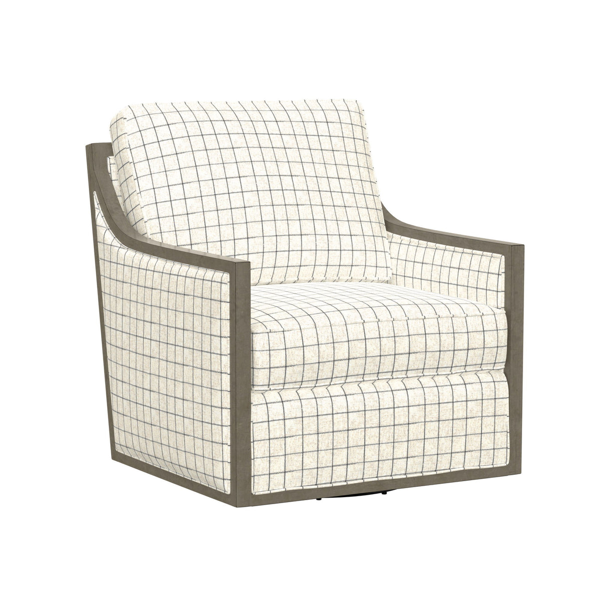 Cecily - Swivel Chair With Gray Wood Trim - Charcoal Windowpane