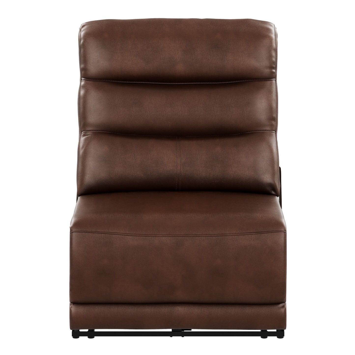 Duluth - Leather Dual Power Armless Recliner - Porter Brown