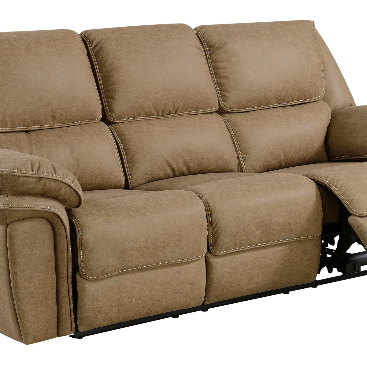 Allyn - Power Reclining Sofa With Dual Recliners, Microsuede Upholstery, And USB Charging Station - Desert Sand