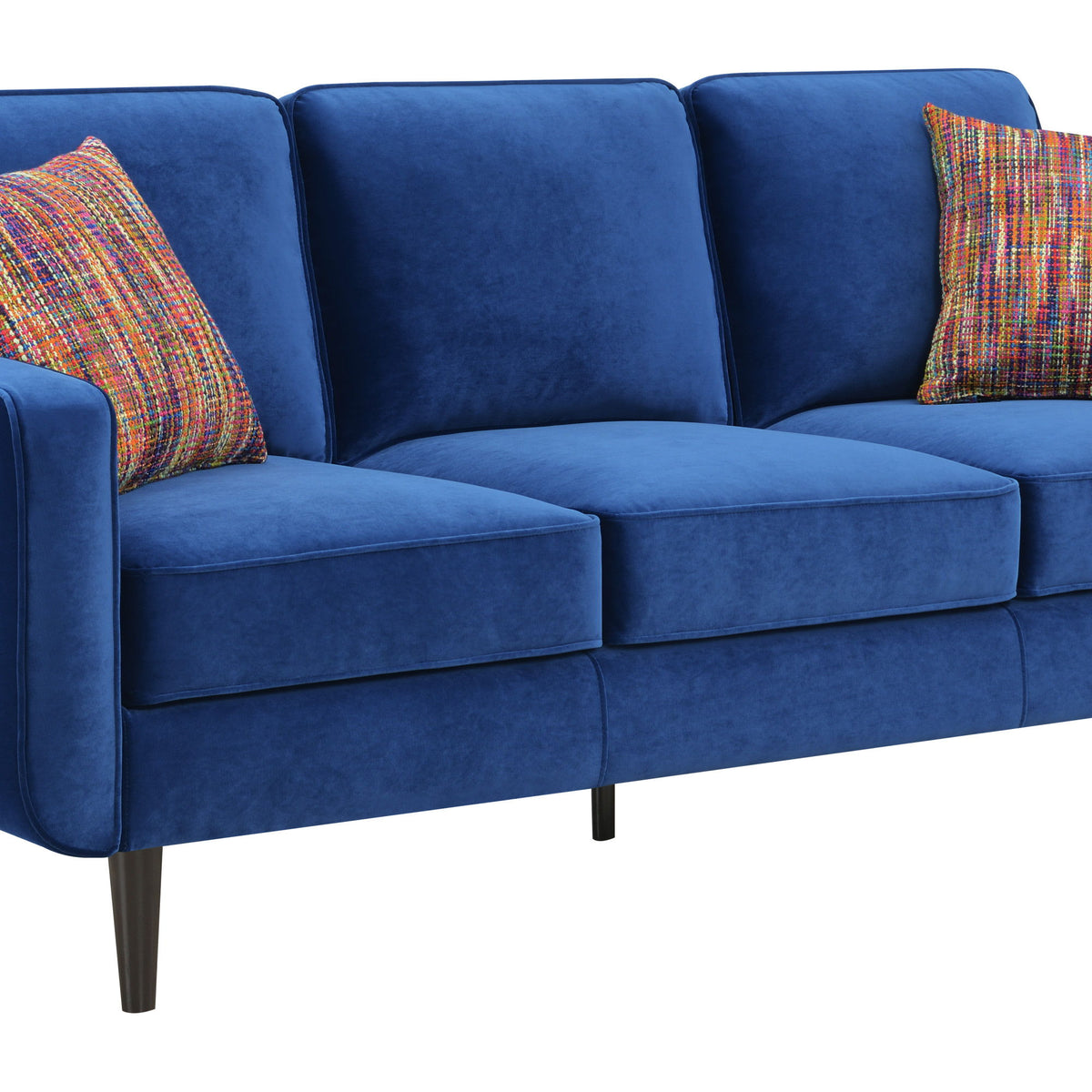 Jax - Sofa With Velvetine Upholstery, Wood Legs, And Track Arms - Royal Blue
