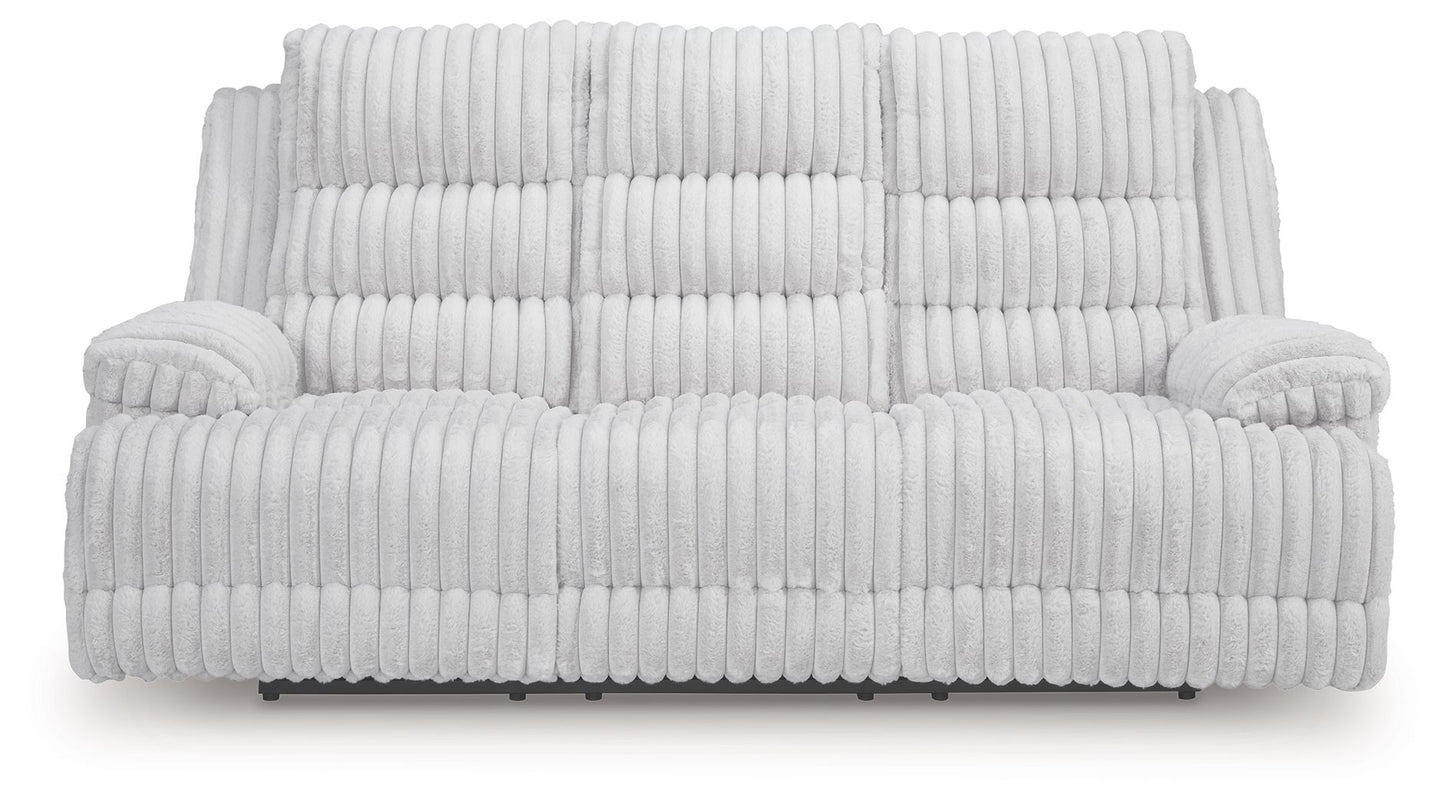 Rhines Falls - Reclining Power Sofa With Drop Down Table - Alloy