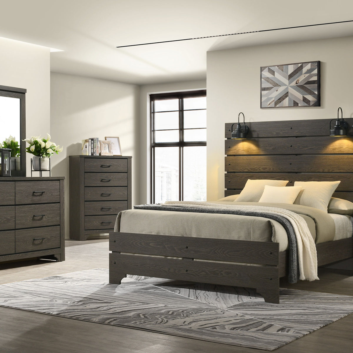 Thompson - Mirror With Dresser Attachments - Stone Brown