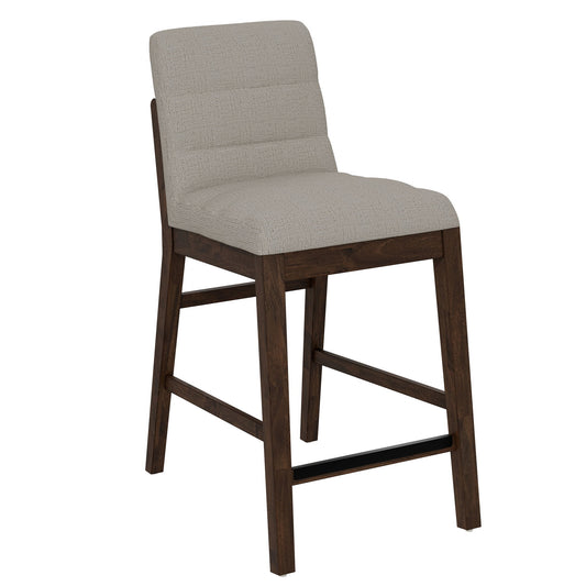 Ronan - Upholstered Gathering Stool With Heathered Beige Fabric (Set of 2) - Rich Brown