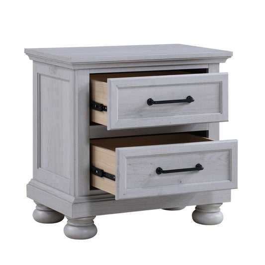 Larksmont - 2-Drawer Nightstand With USB-A/USB-C Port - Oyster Shell Gray