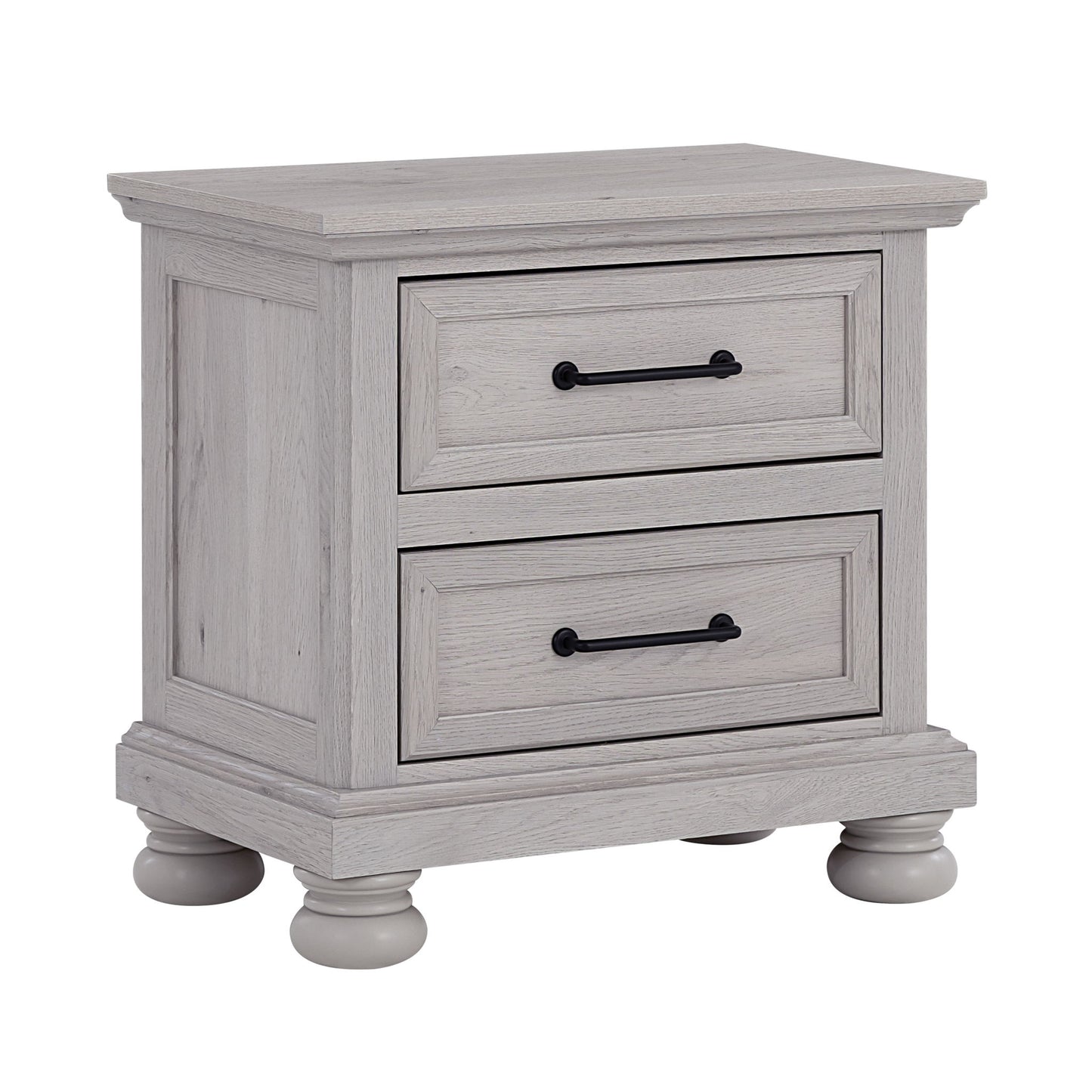 Larksmont - 2-Drawer Nightstand With USB-A/USB-C Port - Oyster Shell Gray