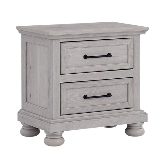 Larksmont - 2-Drawer Nightstand With USB-A/USB-C Port - Oyster Shell Gray