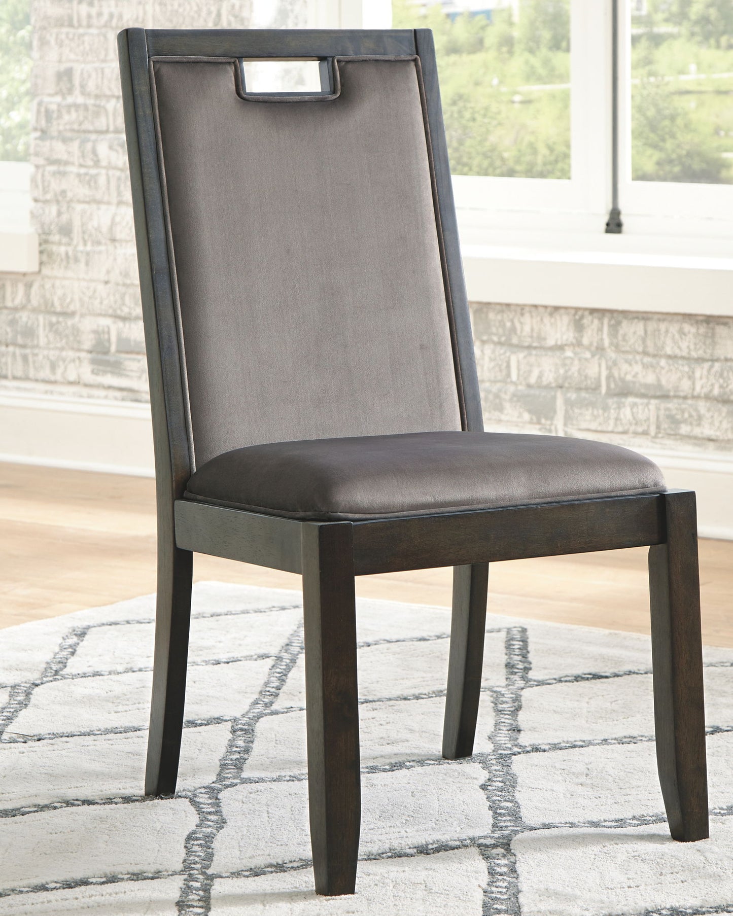 Hyndell - Dining UPH Side Chair (Set of 2) - Gray / Dark Brown