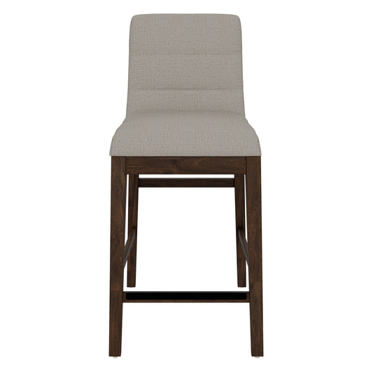 Ronan - Upholstered Gathering Stool With Heathered Beige Fabric (Set of 2) - Rich Brown
