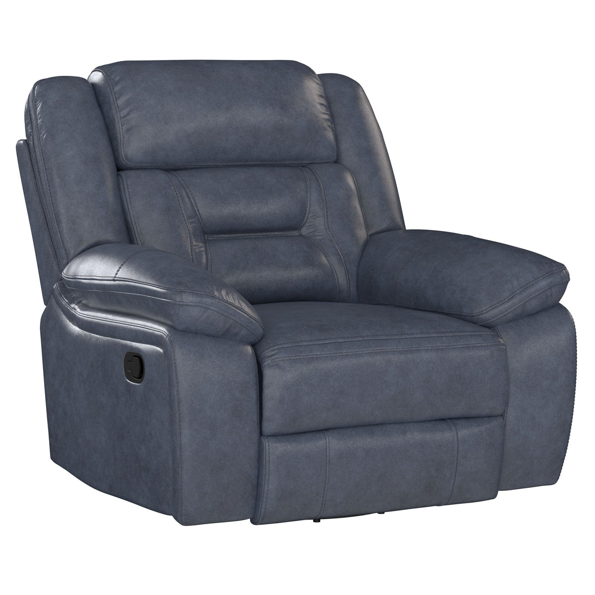 Declan - Swivel Gliding Recliner With Leather Upholstery, Plush Headrest, And Pillow-Top Arms - Naval Blue
