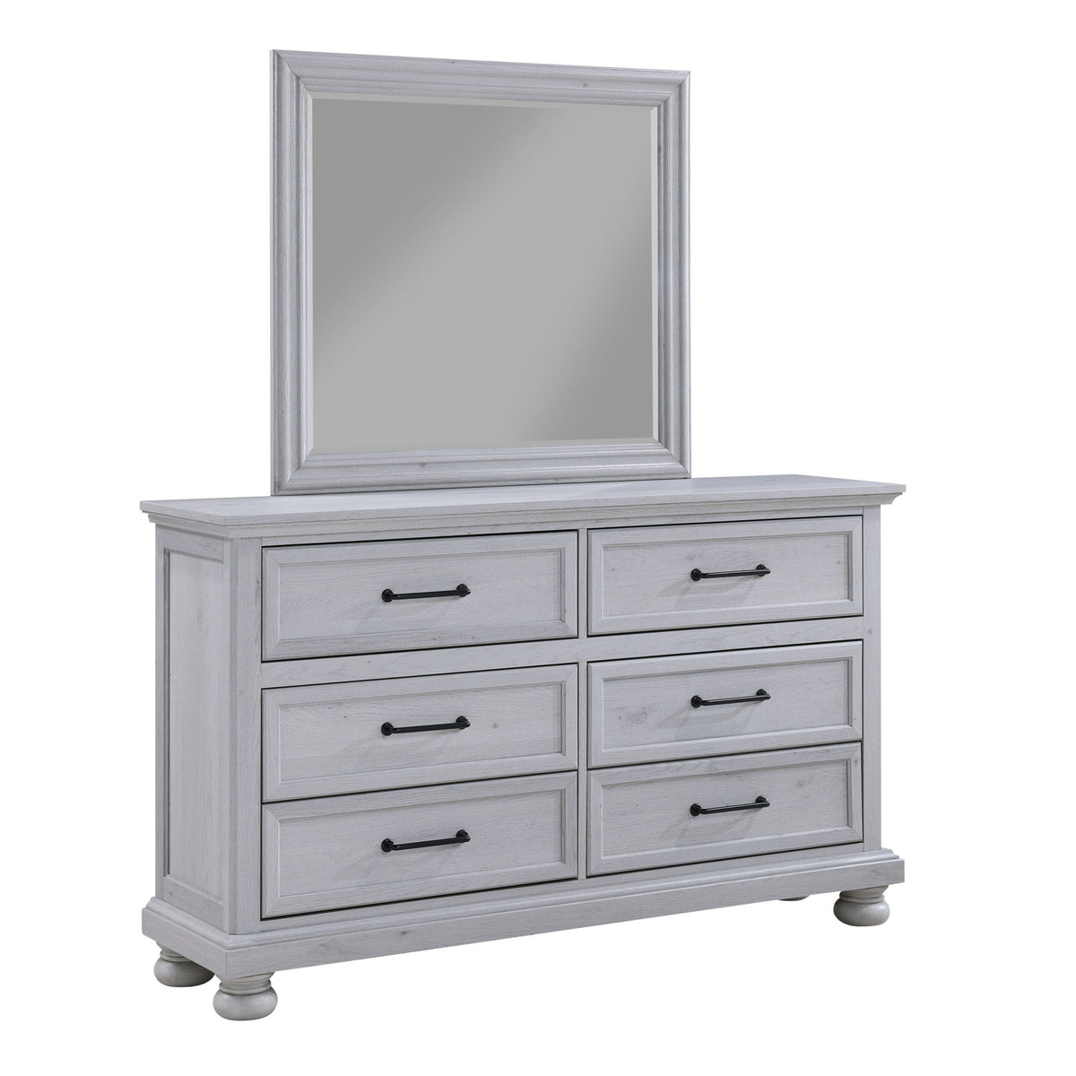 Larksmont - 6-Drawer Dresser With Black Metal Hardware - Oyster Gray