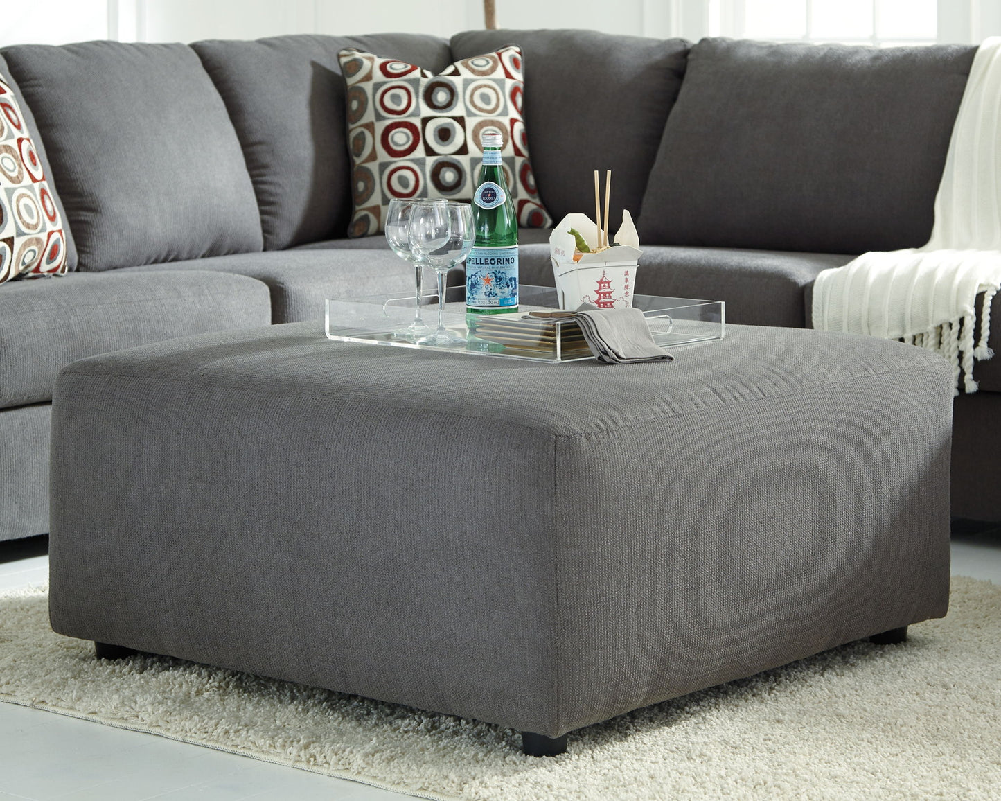Jayceon - Oversized Accent Ottoman - Steel