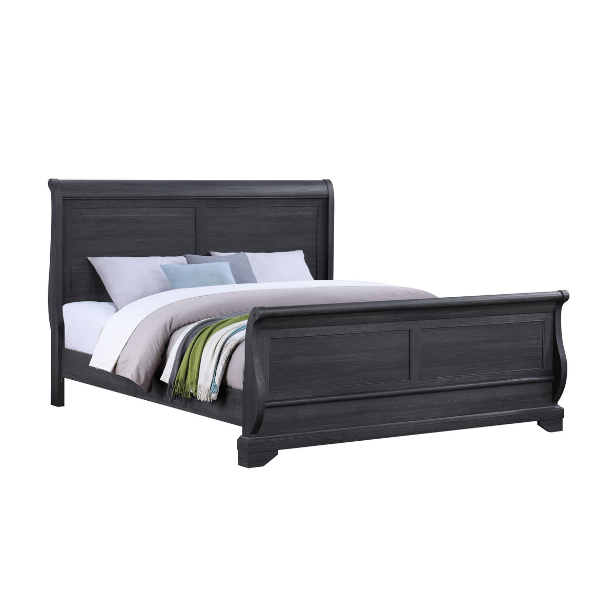 Colville - King Sleigh Bed With Curved Headboard And Footboard - Charcoal
