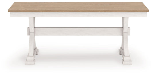 Purlaney - Large Dining Room Bench - Antique White / Natural