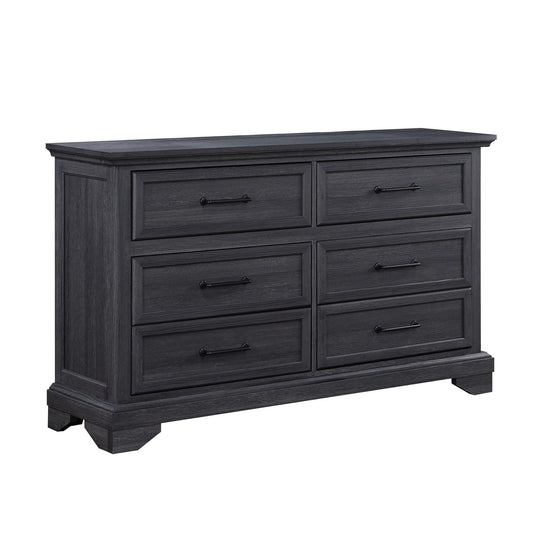 Colville - 6-Drawer Dresser With Black Metal Hardware - Charcoal