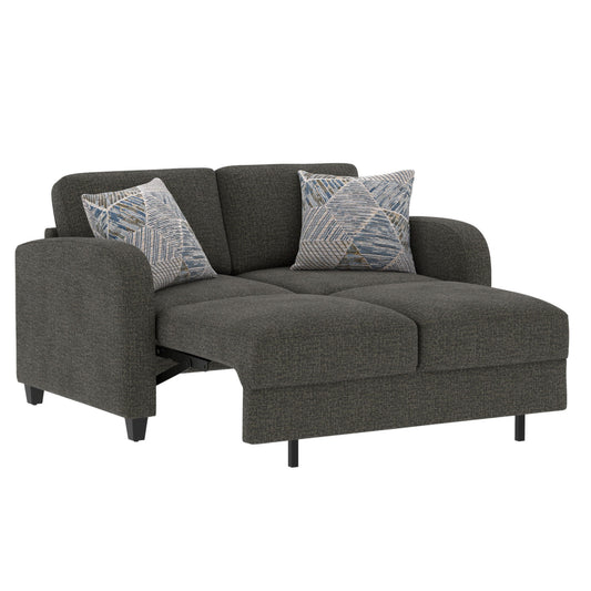 Taylor - Full Pop-Up Sleeper Loveseat With Two Accent Pillows And Solid Wood Legs - Ordesa Gray