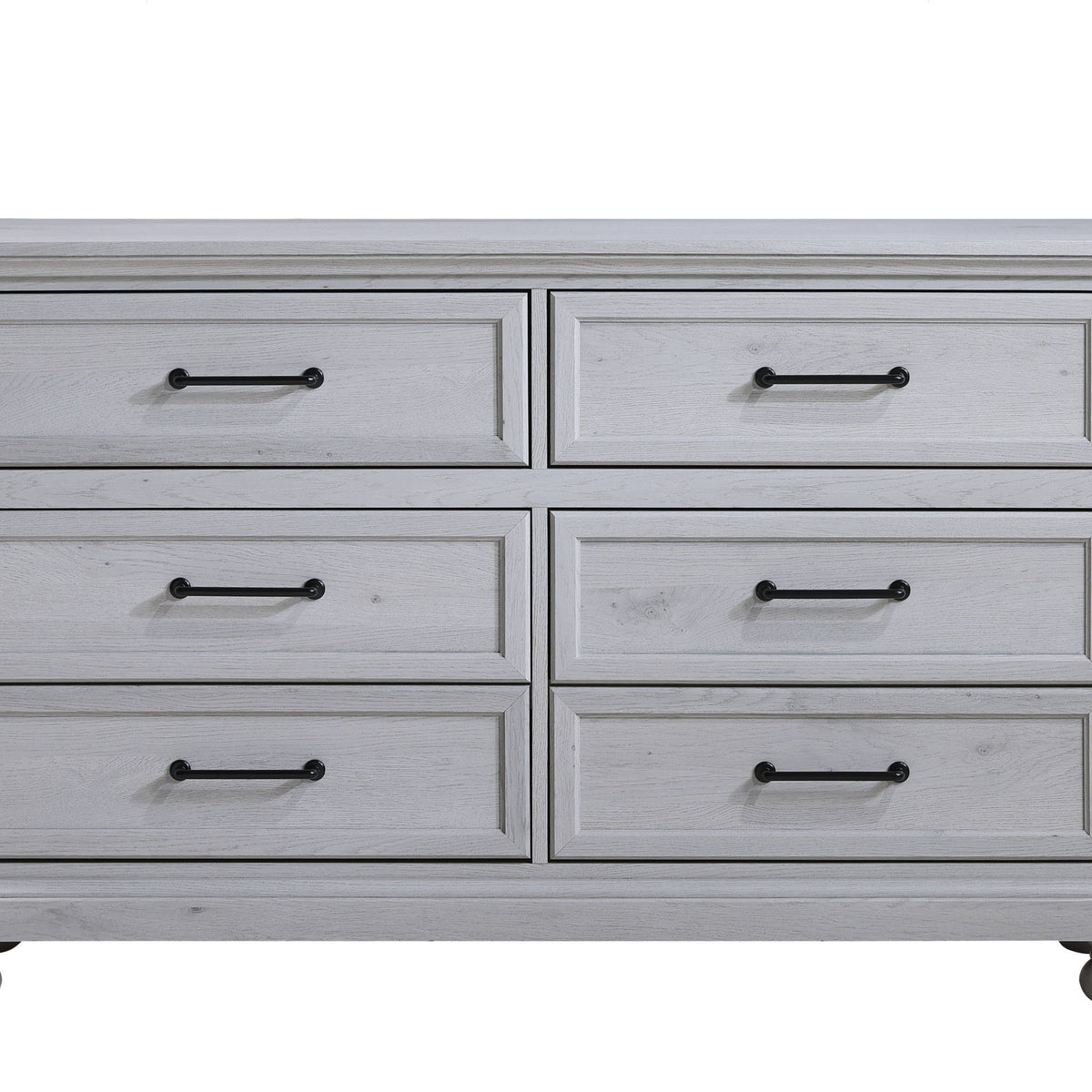 Larksmont - 6-Drawer Dresser With Black Metal Hardware - Oyster Gray