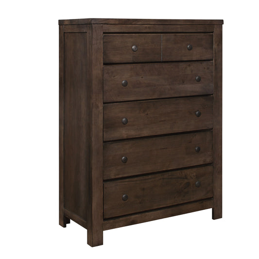 Ashton Hills - 6-Drawer Chest With Rustic Finish And Six Drawers - Ash Brown
