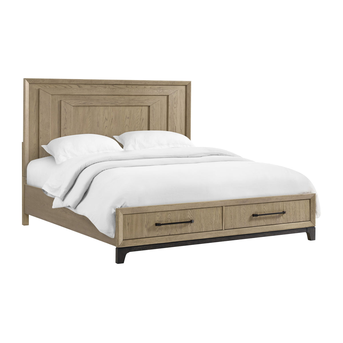 Sutton Place - Queen Storage Bed With Two-Tone Finish, 2 Cedar-Lined Storage Drawers, And Oak Veneers Over Solid Hardwood - Caramel And Cocoa