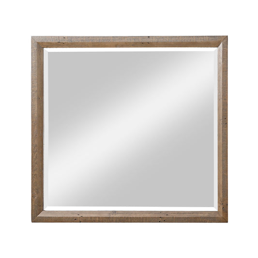 Pine Valley - Mirror With Rustic Frame And Dresser Attachment - Caramel Brown