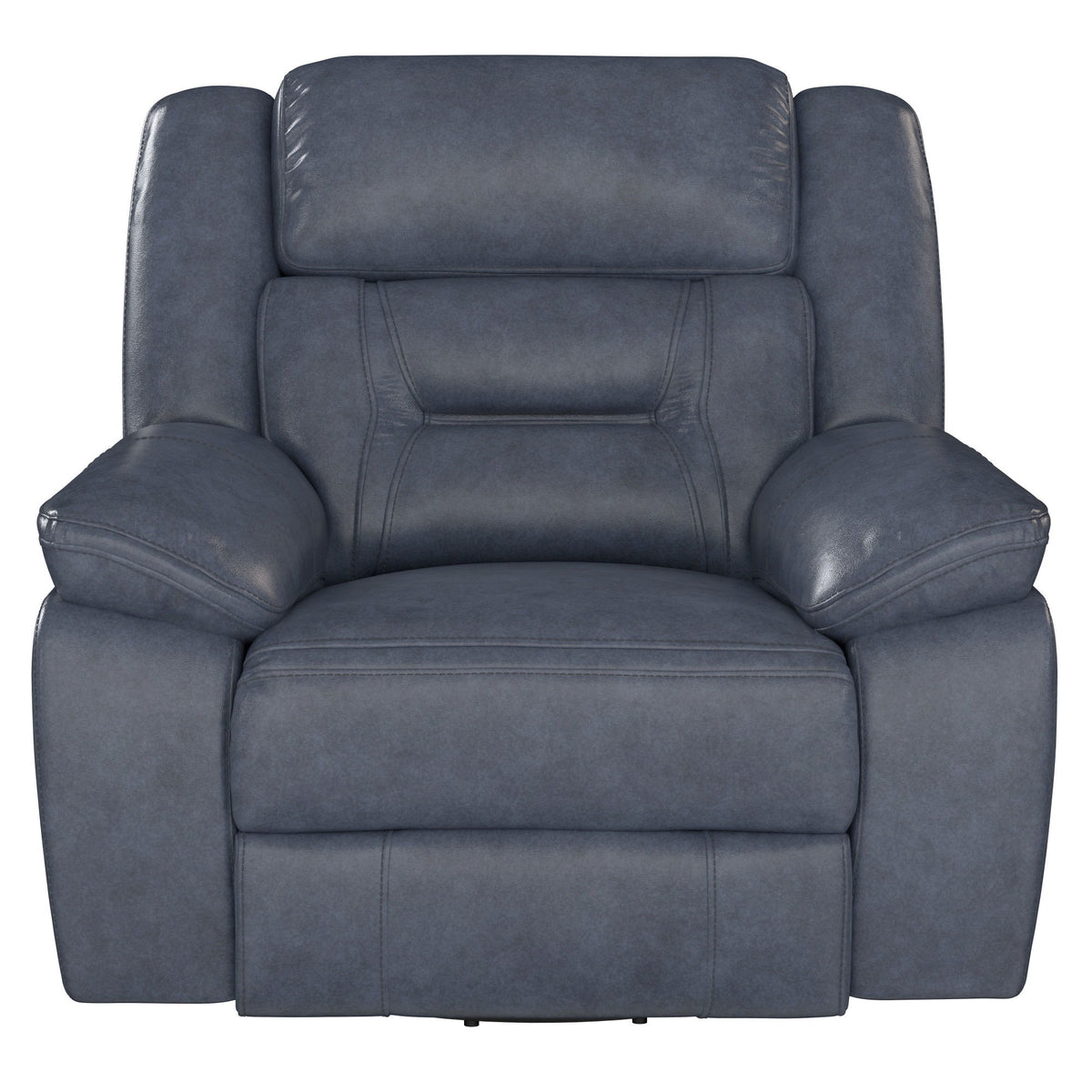 Declan - Swivel Gliding Recliner With Leather Upholstery, Plush Headrest, And Pillow-Top Arms - Naval Blue
