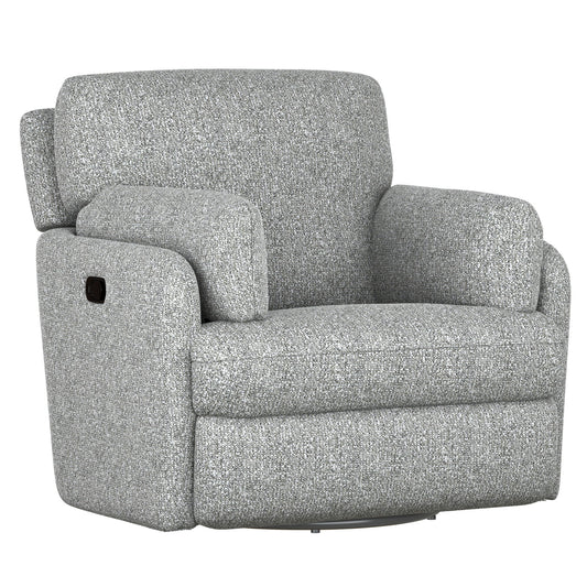 Albus - Manual Swivel Glider Recliner With Hidden Arm Storage - Speckled Gray