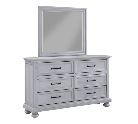 Larksmont - 6-Drawer Dresser With Black Metal Hardware - Oyster Gray