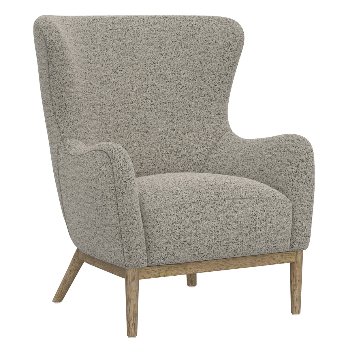 Everett - Wingback Accent Chair With Exposed Solid Wood Trim And Legs - Flax