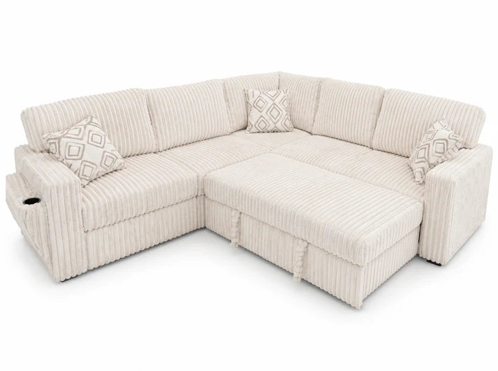 Oversized Corduroy Modular Sectional with Pull-Out Loungers