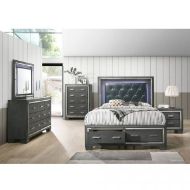 Picture of Titanium Queen Tufted Upholstered Storage Bed