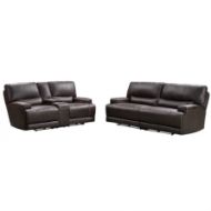 Picture of Chocolate Leather Power Reclining Loveseat