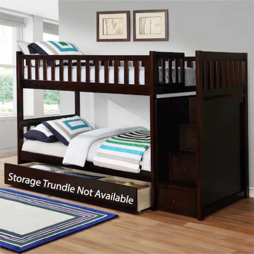 Picture of Espresso Black Twin Over Twin Bunk Bed with Chest